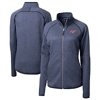 Women's Cutter & Buck  Heather Navy Dayton Flyers Vault Mainsail Sweater-Knit Full-Zip Jacket