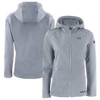 Women's Cutter & Buck  Gray North Carolina Tar Heels Evoke Eco Softshell Recycled Full-Zip Hooded Jacket