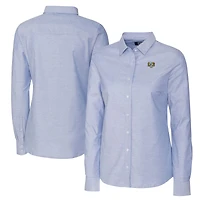 Women's Cutter & Buck  Carolina Blue North Carolina Tar Heels Vault Stretch Oxford Long Sleeve Tri-Blend Button-Up Dress Shirt