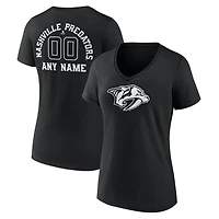 Women's Black Nashville Predators Personalized Name & Number Monochrome V-Neck T-Shirt
