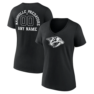 Women's Black Nashville Predators Personalized Name & Number Monochrome V-Neck T-Shirt