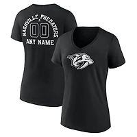 Women's Black Nashville Predators Personalized Name & Number Monochrome V-Neck T-Shirt