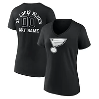 Women's Black St. Louis Blues Personalized Name & Number Monochrome V-Neck T-Shirt