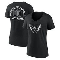 Women's Black Washington Capitals Personalized Name & Number Monochrome V-Neck T-Shirt