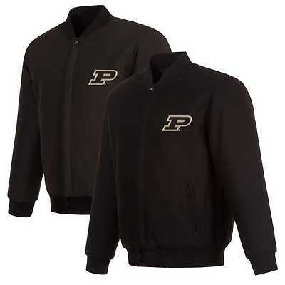 Men's JH Design Black Purdue Boilermakers Wool Full-Snap Jacket