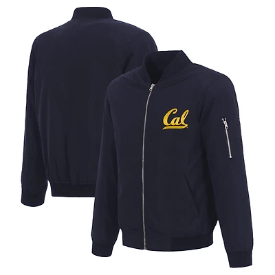 Men's JH Design Navy Cal Bears Nylon Full-Zip Bomber Jacket