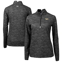 Women's Cutter & Buck  Black Vanderbilt Commodores Vault DryTec Traverse Camo Print Stretch Quarter-Zip Pullover Top