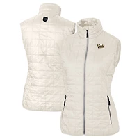 Women's Cutter & Buck  Oatmeal Vanderbilt Commodores Vault Rainier PrimaLoft Eco Insulated Full-Zip Puffer Vest