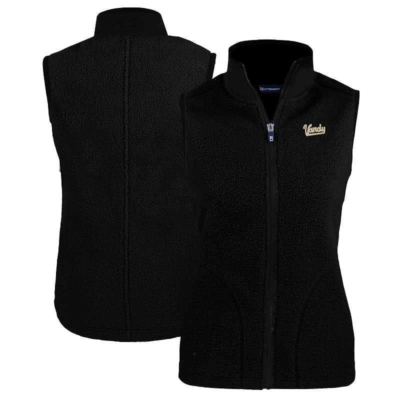 Women's Cutter & Buck  Black Vanderbilt Commodores Vault Cascade Eco Sherpa Fleece Vest
