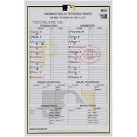 Pittsburgh Pirates Game-Used Lineup Card vs. Cincinnati Reds on May 15, 2022