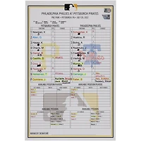 Pittsburgh Pirates Game-Used Lineup Card vs. Philadelphia Phillies on July 29, 2022
