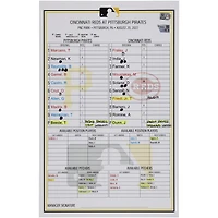 Pittsburgh Pirates Game-Used Lineup Card vs. Cincinnati Reds on August 20, 2022
