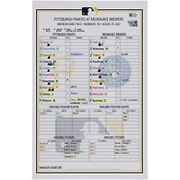 Pittsburgh Pirates Game-Used Lineup Card vs. Milwaukee Brewers on August 29, 2022