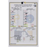 Pittsburgh Pirates Game-Used Lineup Card vs. Milwaukee Brewers on August 31, 2022