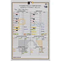 Pittsburgh Pirates Game-Used Lineup Card vs. Tampa Bay Rays on June 24, 2022
