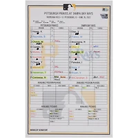 Pittsburgh Pirates Game-Used Lineup Card vs. Tampa Bay Rays on June 26, 2022