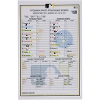 Pittsburgh Pirates Game-Used Lineup Card vs. Milwaukee Brewers on July 8, 2022