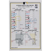 Pittsburgh Pirates Game-Used Lineup Card vs. New York Mets on September 17, 2022