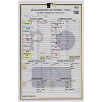 Pittsburgh Pirates Game-Used Lineup Card vs. Milwaukee Brewers on April 27, 2022