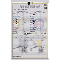 Pittsburgh Pirates Game-Used Lineup Card vs. Chicago Cubs on September 22, 2022