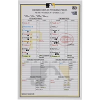 Pittsburgh Pirates Game-Used Lineup Card vs. Cincinnati Reds on September 27, 2022