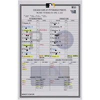 Pittsburgh Pirates Game-Used Lineup Card vs. Chicago Cubs on April 12, 2022
