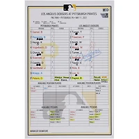 Pittsburgh Pirates Game-Used Lineup Card vs. Los Angeles Dodgers on May 11, 2022