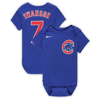 Newborn & Infant Nike Dansby Swanson Royal Chicago Cubs Fuse Name & Number Bodysuit