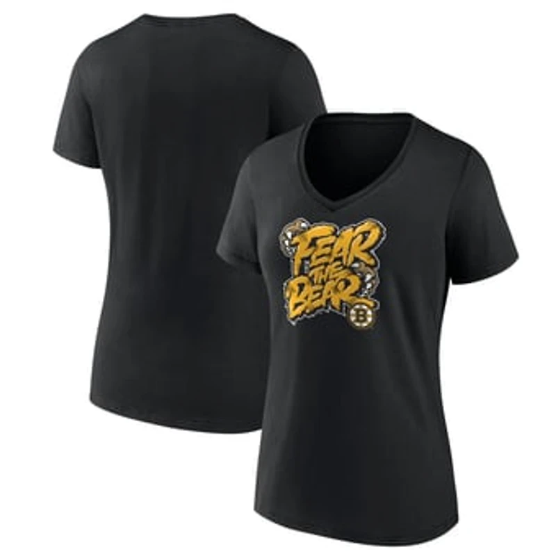 Women's Black Boston Bruins Native V-Neck T-Shirt