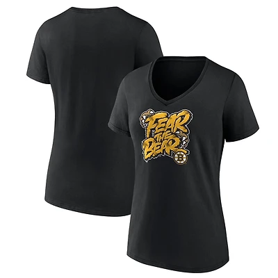 Women's Black Boston Bruins Native V-Neck T-Shirt