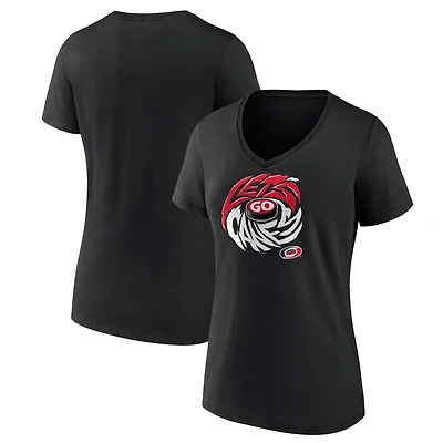 Women's Black Carolina Hurricanes Native V-Neck T-Shirt