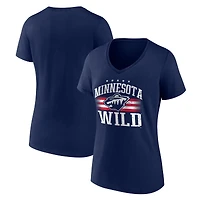 Women's Navy Minnesota Wild Americana Team V-Neck T-Shirt