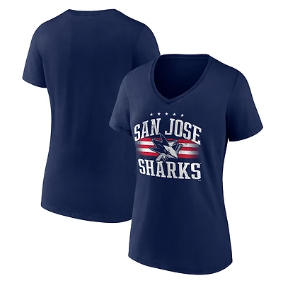 Women's Navy San Jose Sharks Americana Team V-Neck T-Shirt