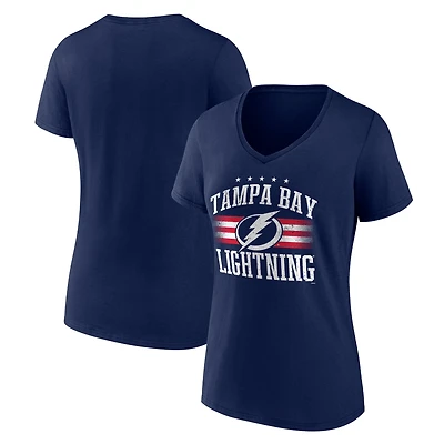 Women's Navy Tampa Bay Lightning Americana Team V-Neck T-Shirt