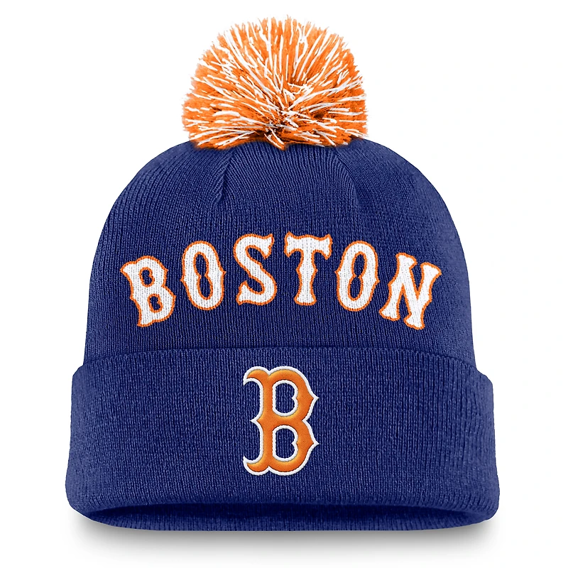 Men's Nike Royal Boston Red Sox Peak Cuffed Knit Hat with Pom