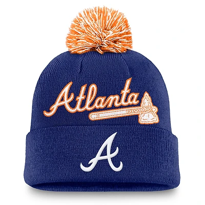 Men's Nike Royal Atlanta Braves Peak Cuffed Knit Hat with Pom