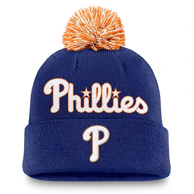 Men's Nike Royal Philadelphia Phillies Peak Cuffed Knit Hat with Pom