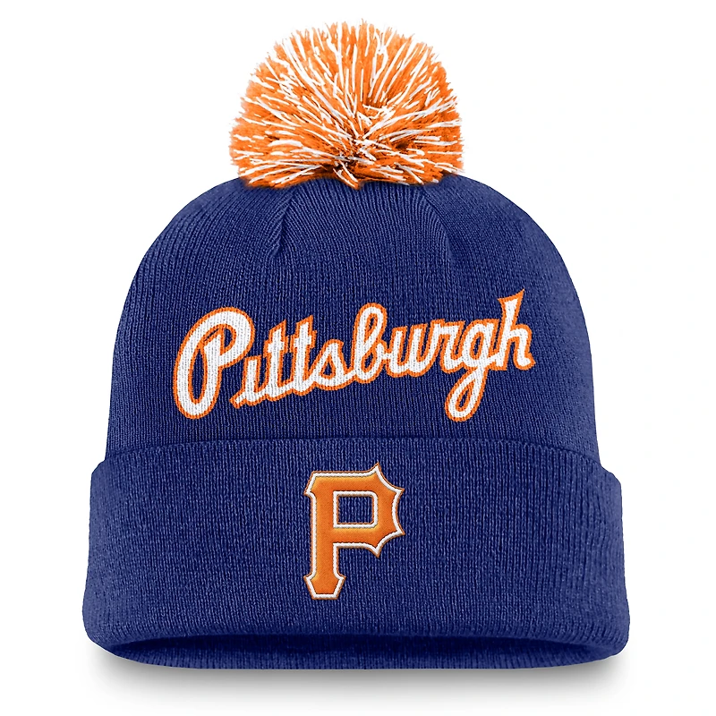 Men's Nike Royal Pittsburgh Pirates Peak Cuffed Knit Hat with Pom