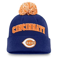 Men's Nike  Royal Cincinnati Reds Peak Cuffed Knit Hat with Pom