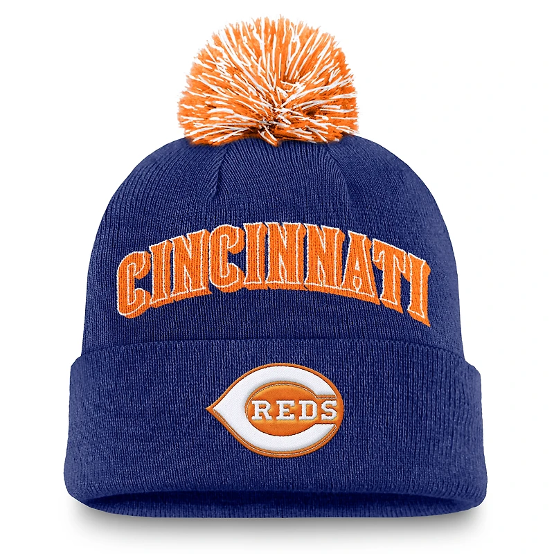 Men's Nike Royal Cincinnati Reds Peak Cuffed Knit Hat with Pom