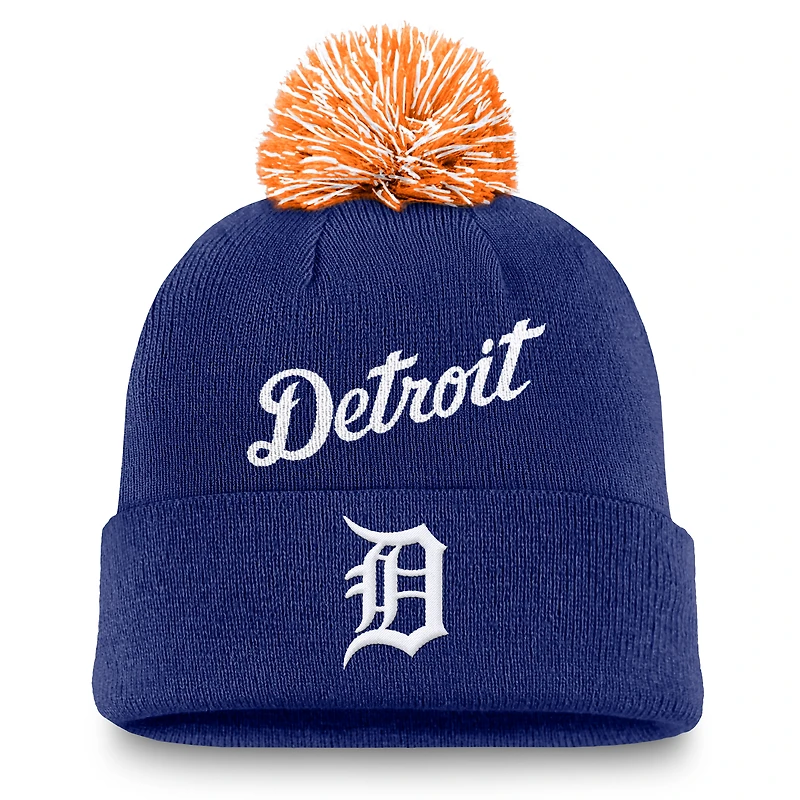 Men's Nike Royal Detroit Tigers Peak Cuffed Knit Hat with Pom