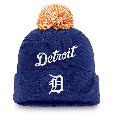Men's Nike Royal Detroit Tigers Peak Cuffed Knit Hat with Pom