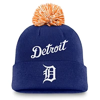 Men's Nike  Royal Detroit Tigers Peak Cuffed Knit Hat with Pom