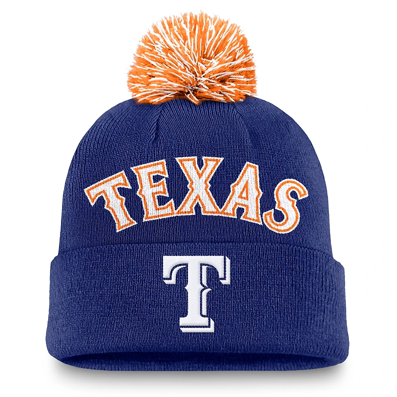 Men's Nike Royal Texas Rangers Peak Cuffed Knit Hat with Pom