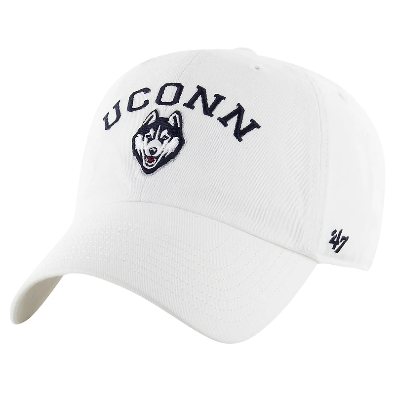 Men's '47 White UConn Huskies Classic Arch Clean Up Adjustable Hat