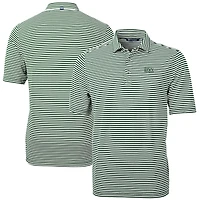 Men's Cutter & Buck  Hunter Green Ivy League DryTec Tri-Blend Virtue Eco Pique Stripe Recycled Polo