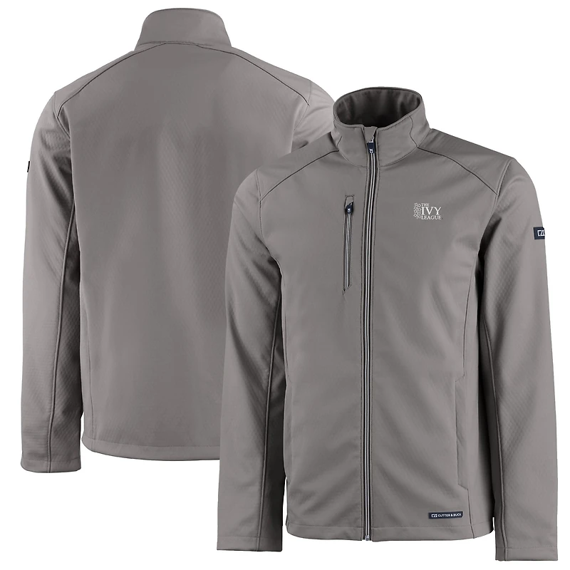 Men's Cutter & Buck  Gray Ivy League Evoke Eco Softshell Recycled Full-Zip Jacket
