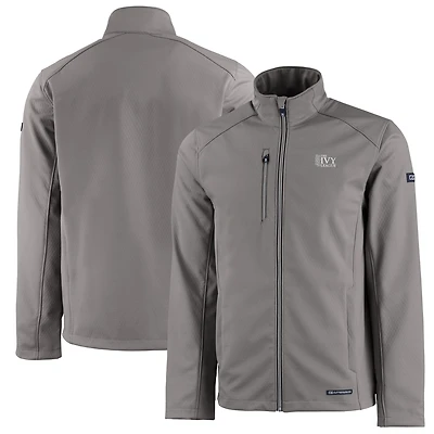 Men's Cutter & Buck  Gray Ivy League Evoke Eco Softshell Recycled Full-Zip Jacket