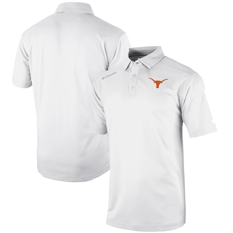 Men's Columbia White Texas Longhorns Omni-Wick Shotgun Polo