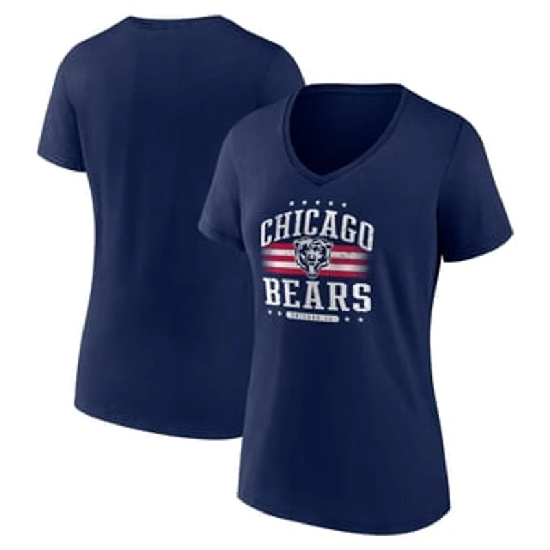 Women's Navy Chicago Bears Americana Team V-Neck T-Shirt